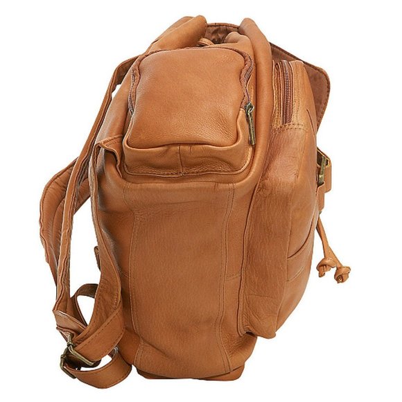 Le Donne Classic Multi Pocket Backpack Tan New  k1 main image 6